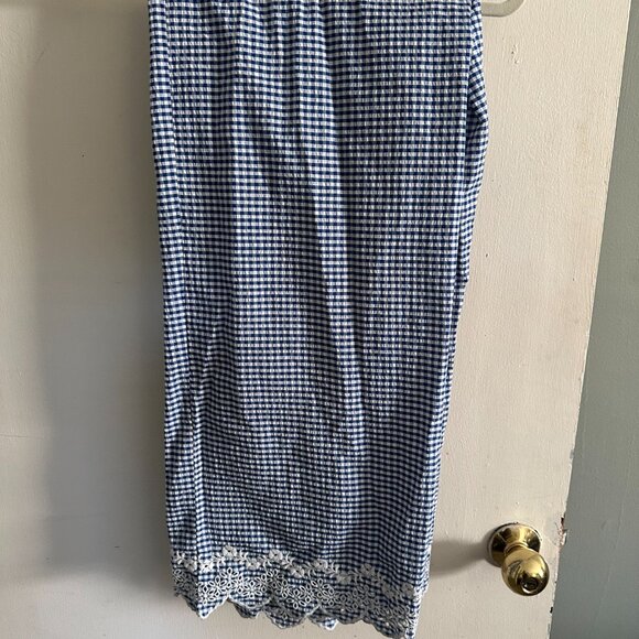 BNWT Loeffler Randal Blake Blue Gingham Emboidered Pant - Picture 10 of 13